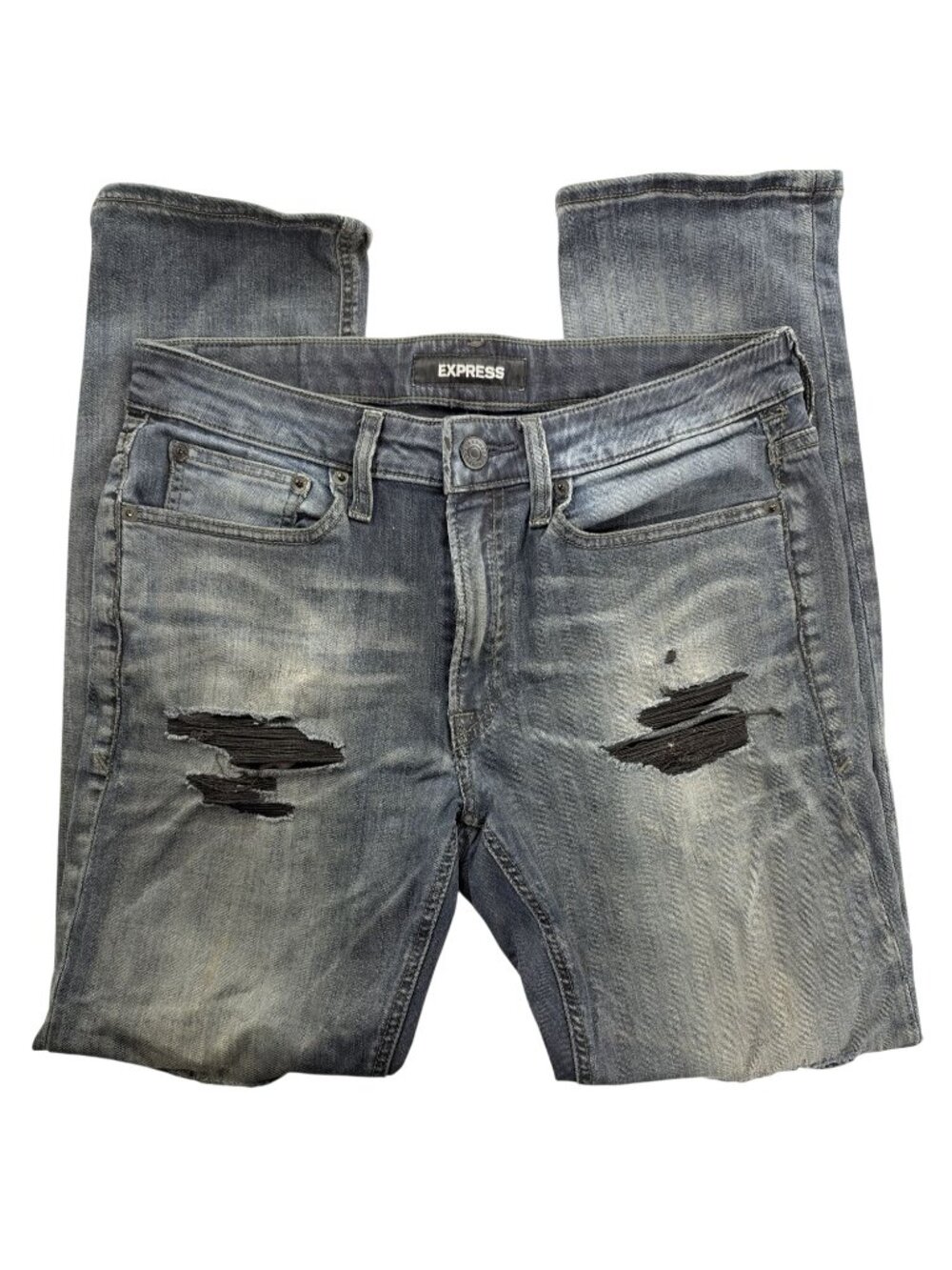 Express Mens Distressed Slim Fit Jeans Size 32x30 Stretch Denim Blue